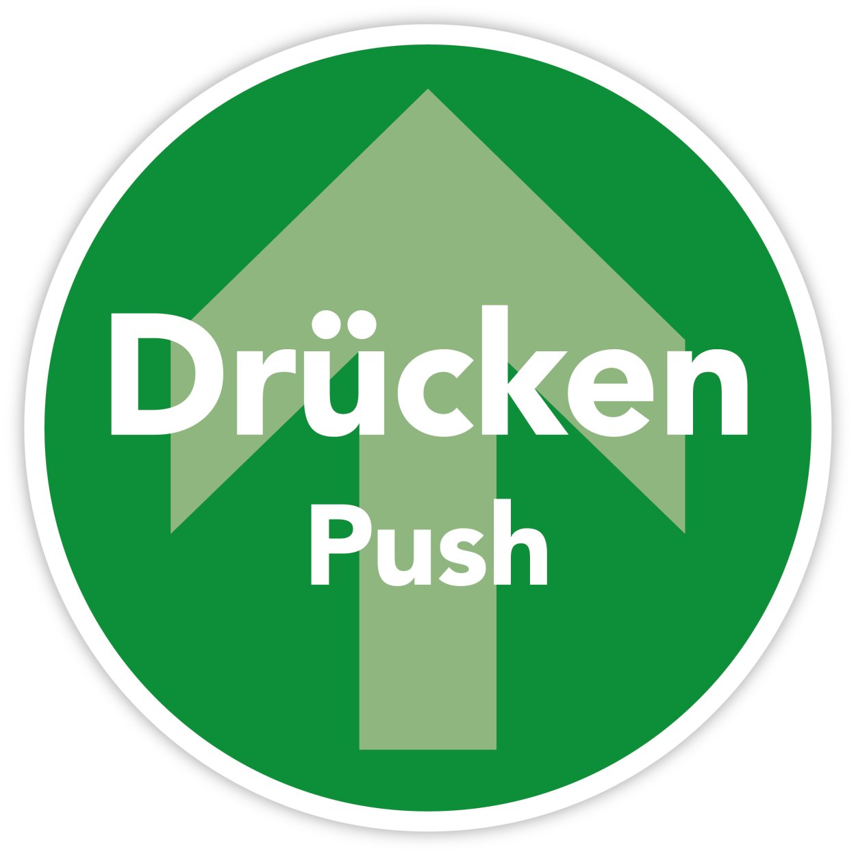 Tür-Aufkleber Pfeil „Drücken/Push Text“ Symbol Etikett, grün | Größe wählbar